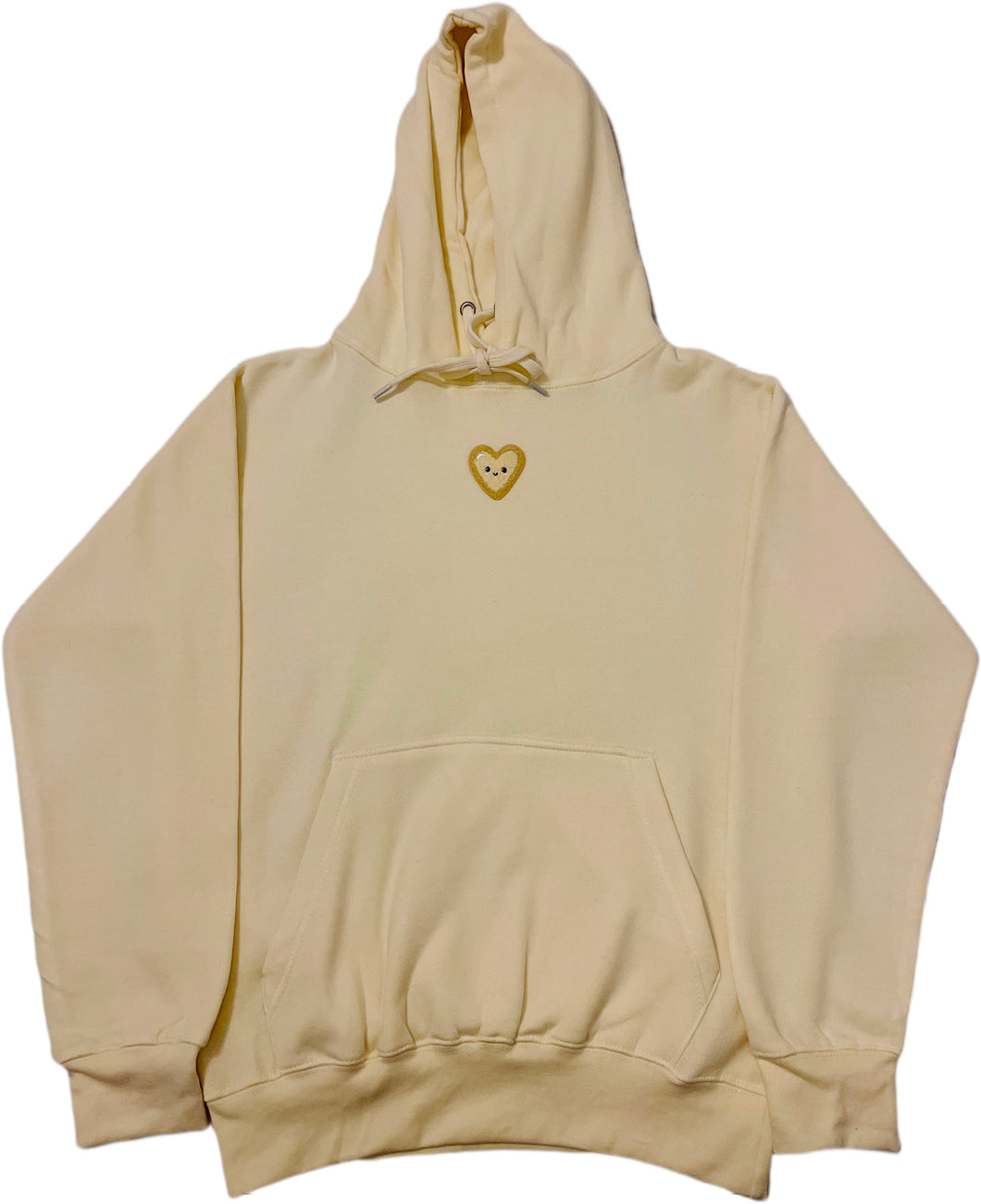 Cream Fuzzy Heart Hoodie